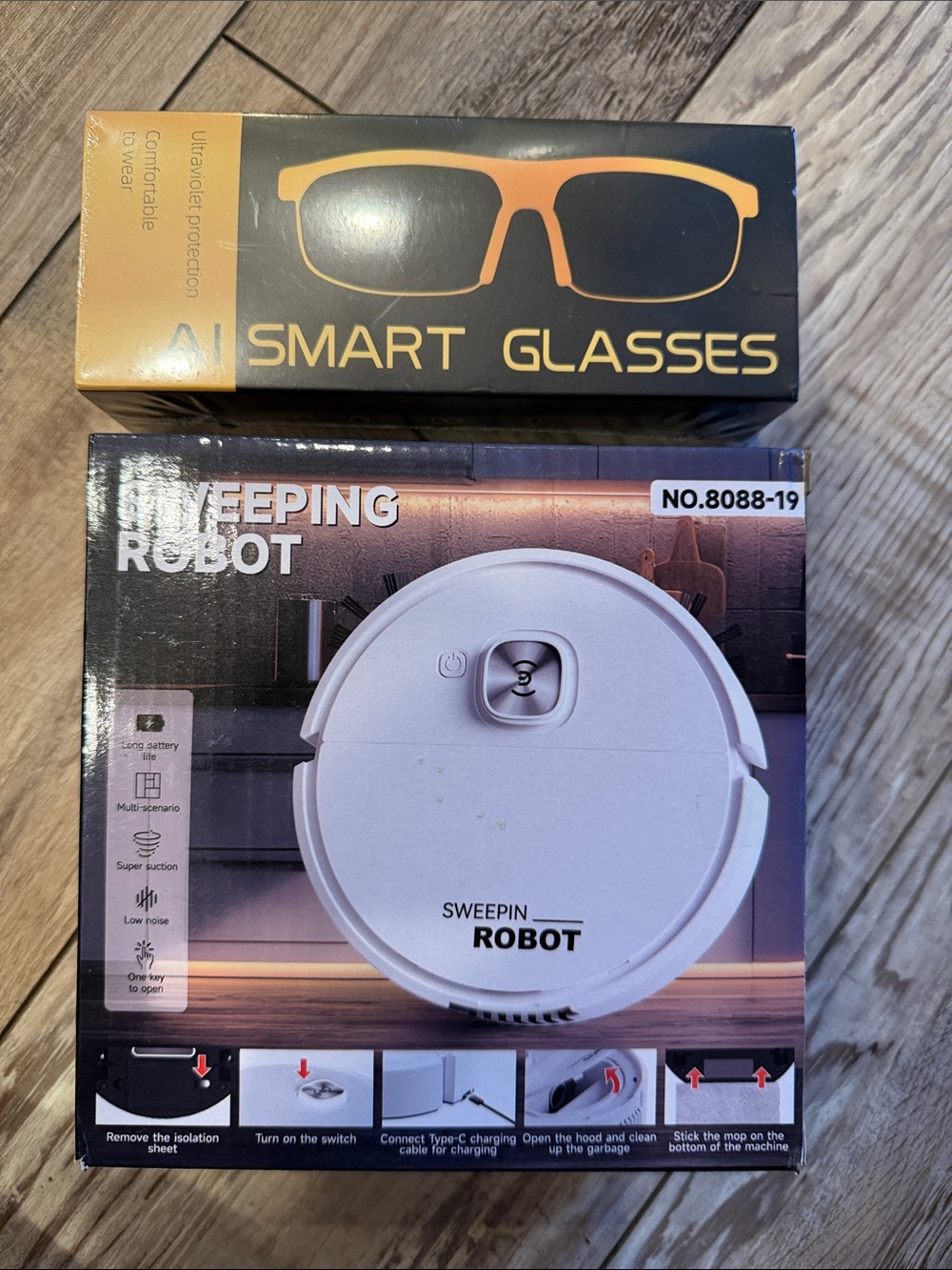 Smart Glasses & Sweepin Robot Bundle - Black & White